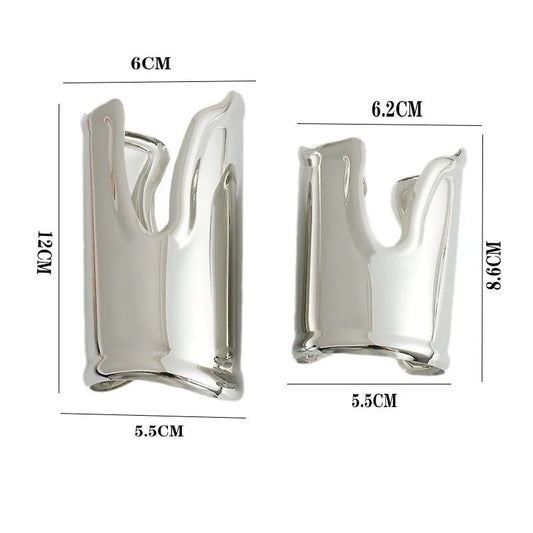Exaggerated Irregular Wide Edge Bracelet Women's Silver Long Arm Bracelet - BeeBeeBuys