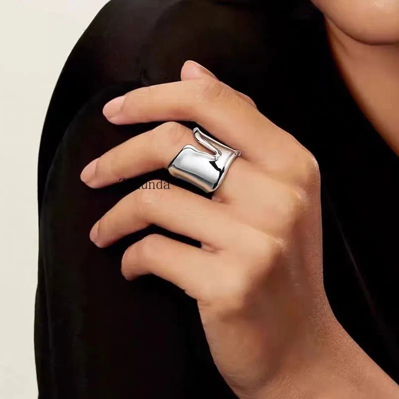 Exaggerated Irregular Wide Edge Bracelet Women's Silver Long Arm Bracelet - BeeBeeBuys