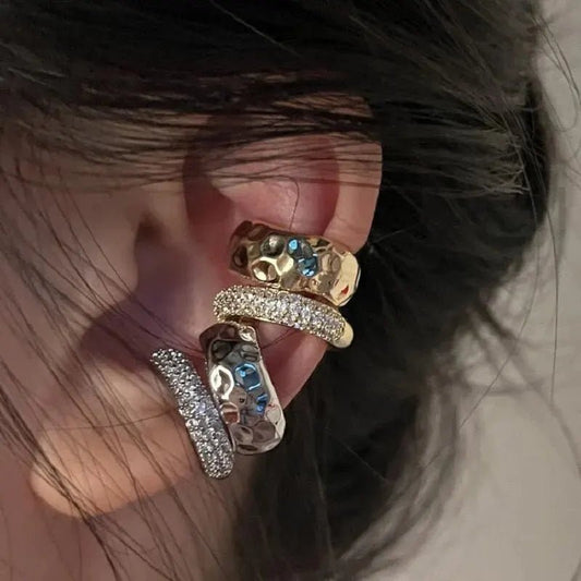 Exquisite Inlaid Rhinestone Non - pierced Ear Clips Earrings Gold Color And Silver Color Metal - BeeBeeBuys