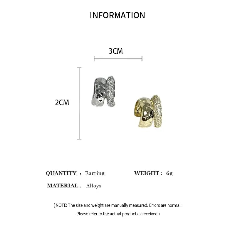 Exquisite Inlaid Rhinestone Non - pierced Ear Clips Earrings Gold Color And Silver Color Metal - BeeBeeBuys