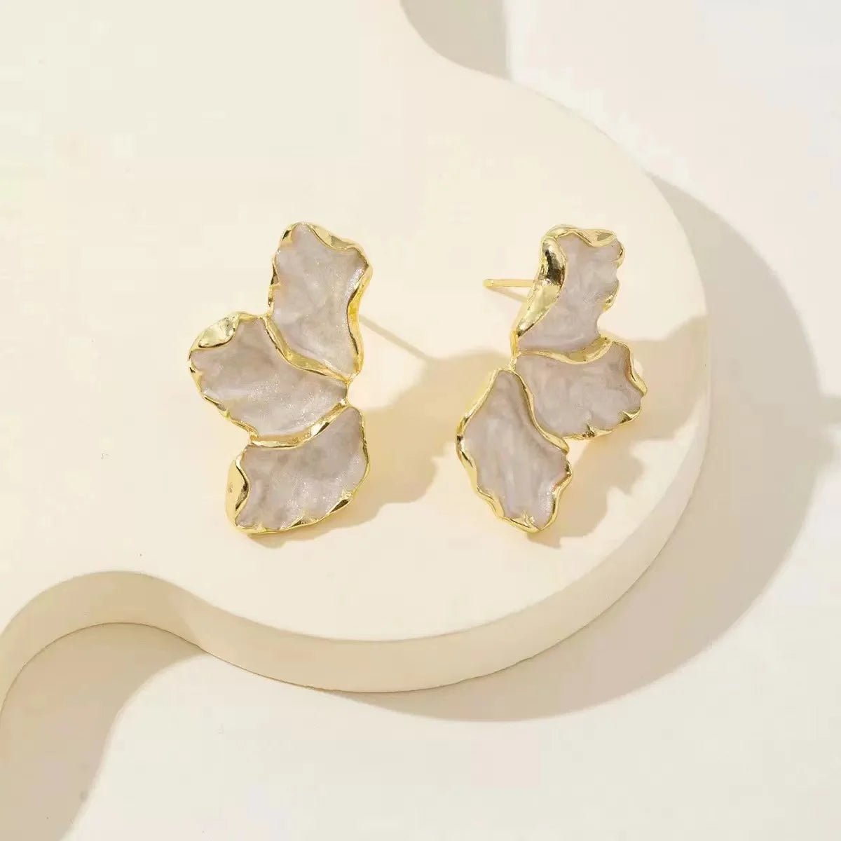 Fashion Delicate Gold Plated Irregular Back Earrings Heavy Design High Quality - BeeBeeBuys