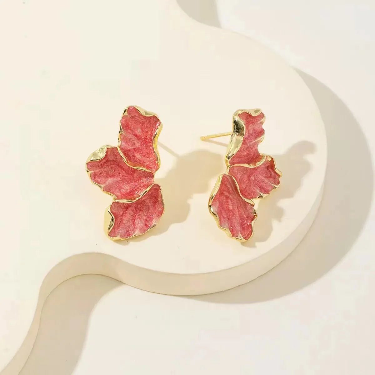 Fashion Delicate Gold Plated Irregular Back Earrings Heavy Design High Quality - BeeBeeBuys