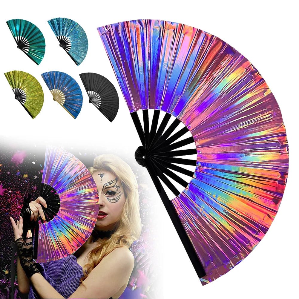 Holographic Hand Fan Raves Fans for Men Women - BeeBeeBuys