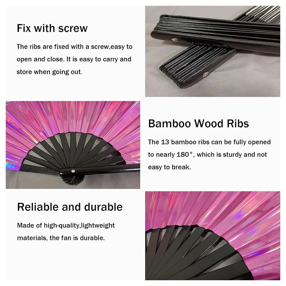 Holographic Hand Fan Raves Fans for Men Women - BeeBeeBuys