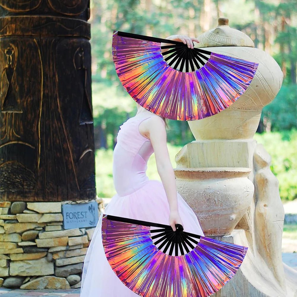 Holographic Hand Fan Raves Fans for Men Women - BeeBeeBuys