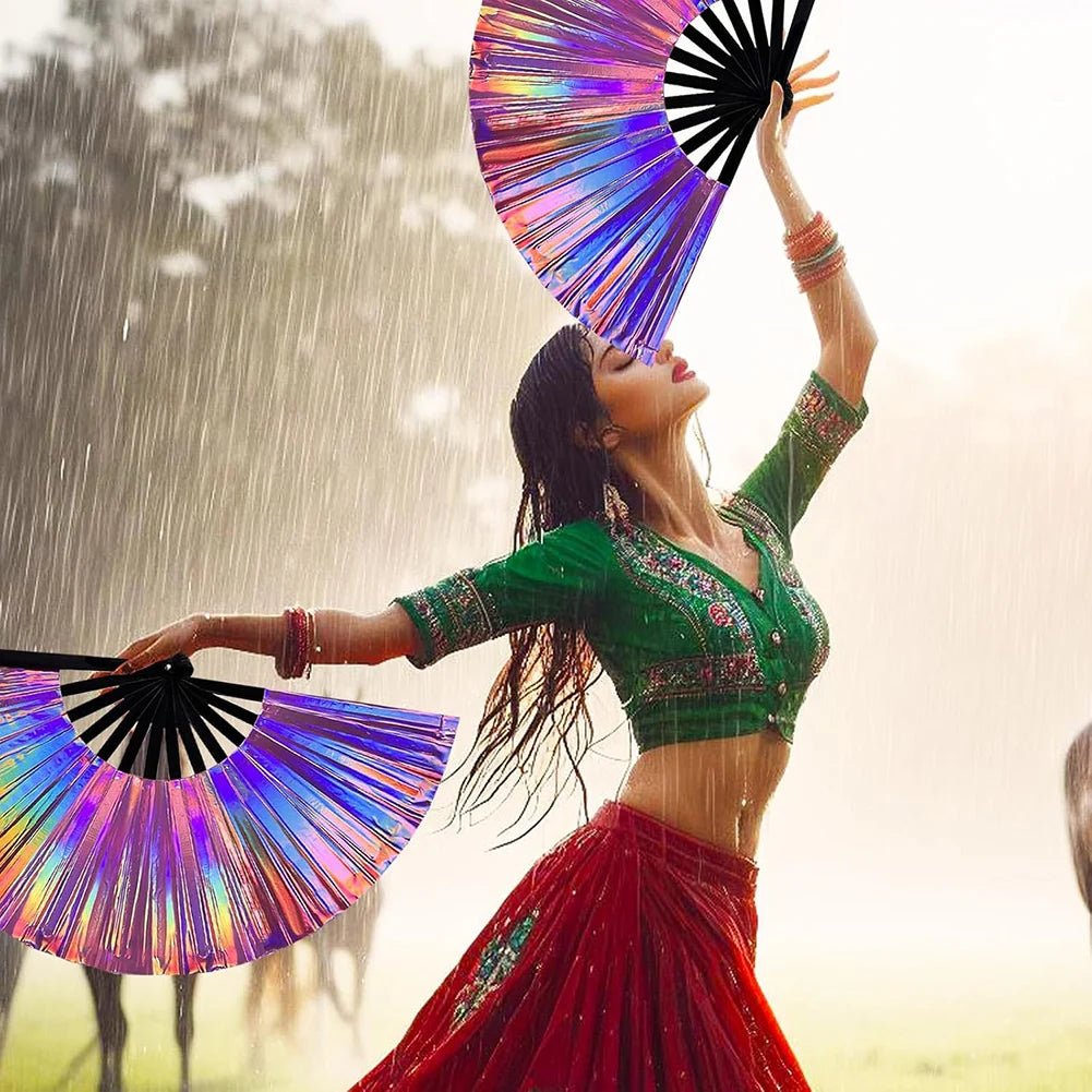 Holographic Hand Fan Raves Fans for Men Women - BeeBeeBuys