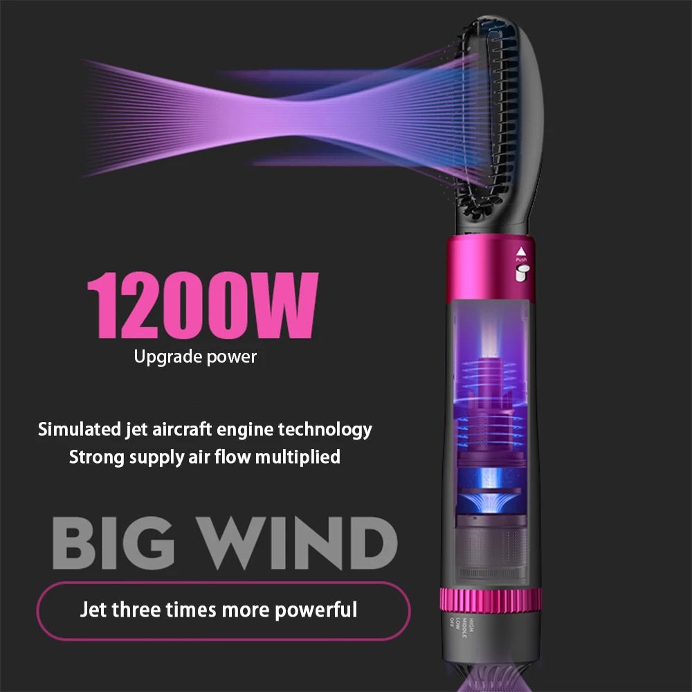 HOMEFISH 5 in 1 Hair Dryer Brush Hot Air Brush & Volumizer Styler Set with Interchangeable Brush Head Negative Ionic Blow Dryer - BeeBeeBuys