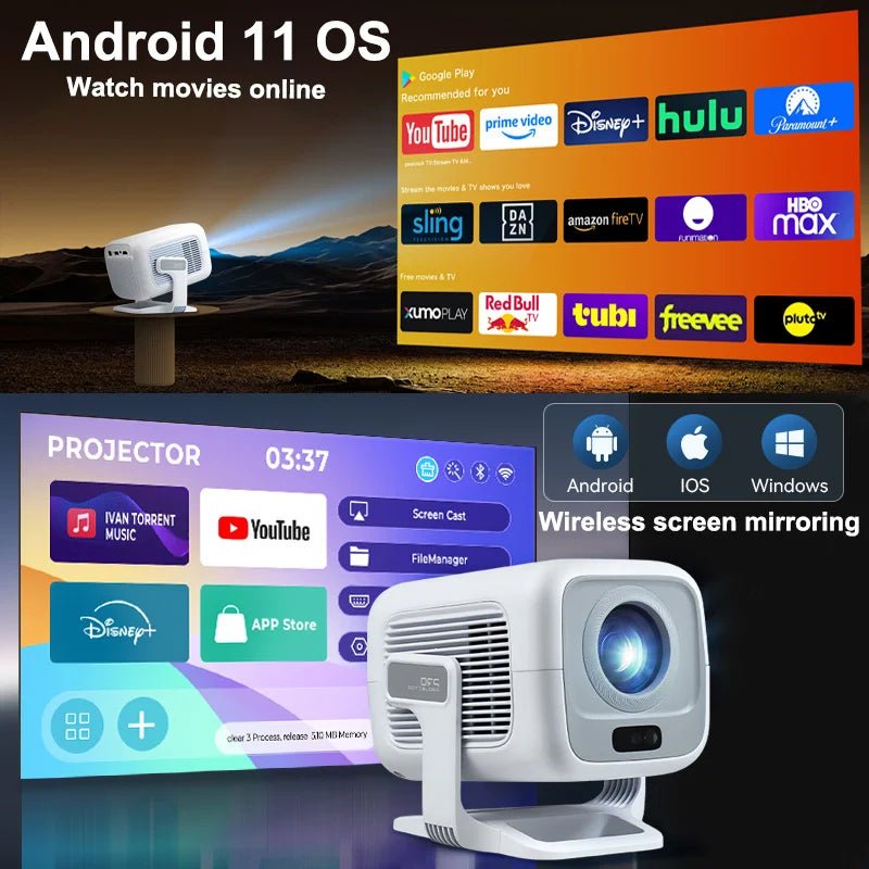 HUAWEISHI 4K Android Projector 4K Projector - BeeBeeBuys