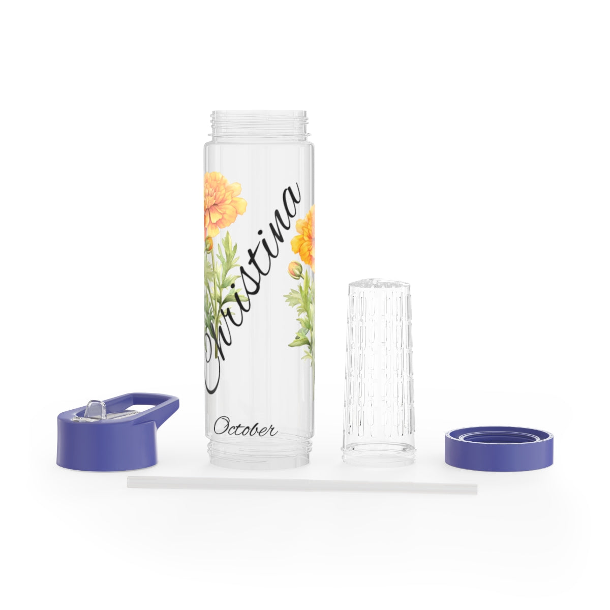 My Personalized Infuser Water Bottle - Birth month, Birth Flower, Your name - Free Shipping