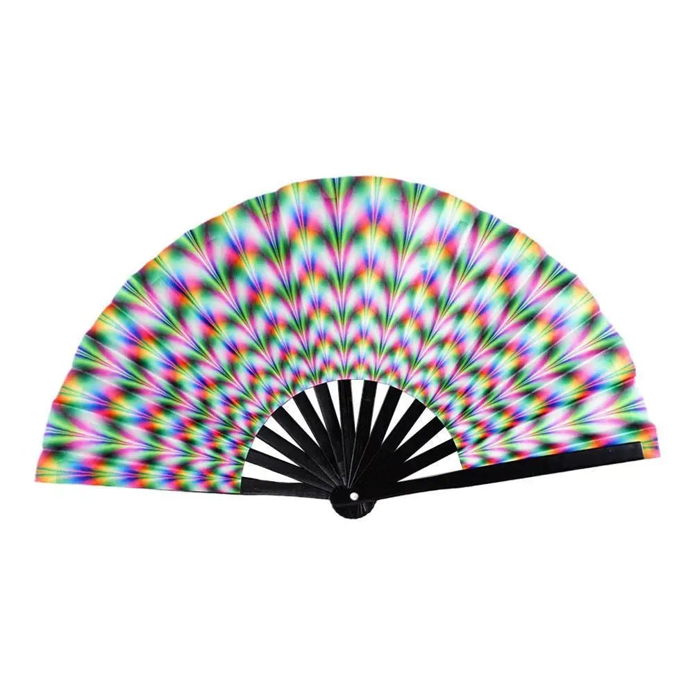Large Folding Hand Rave Fan Gradient Colorful Reflective Foldable - BeeBeeBuys