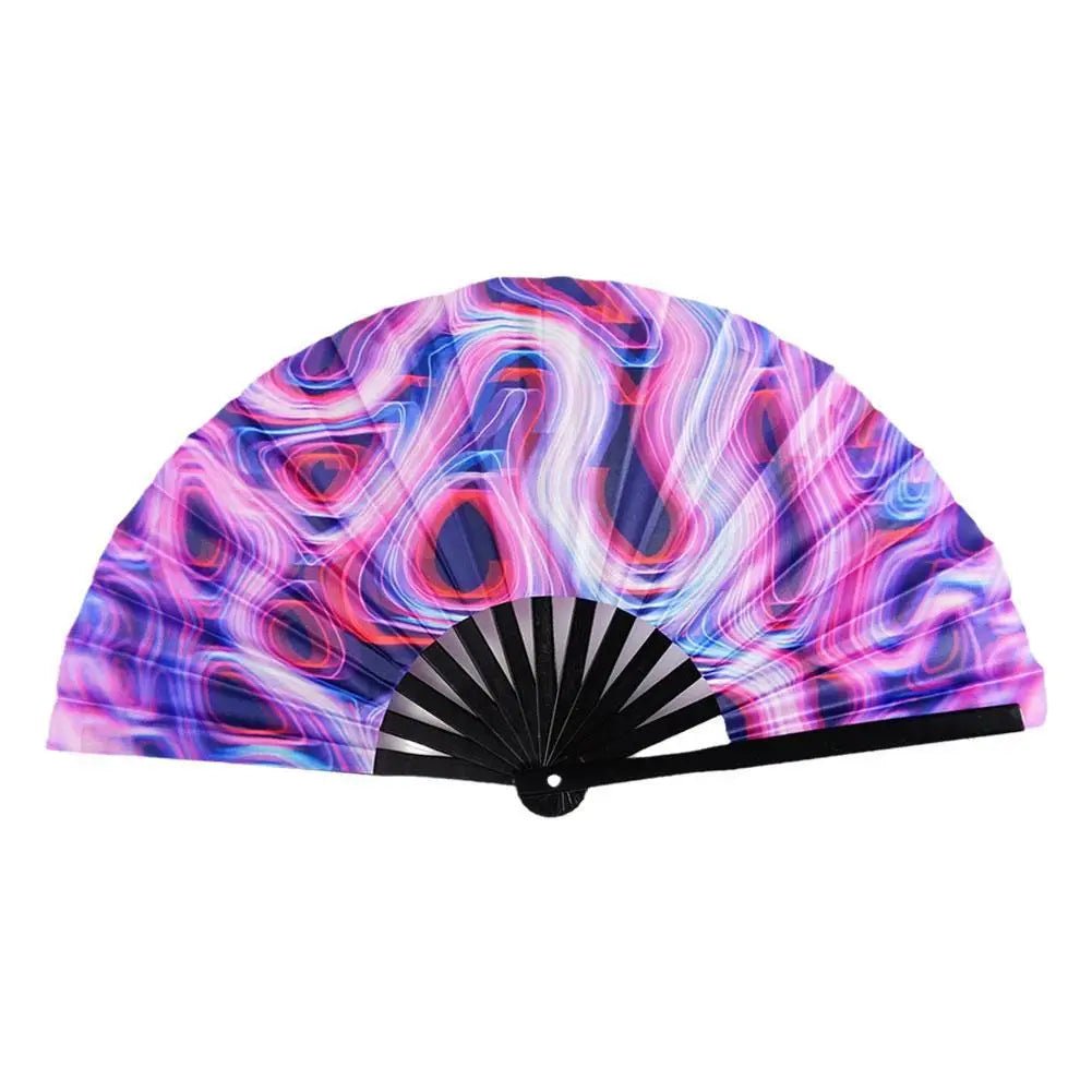 Large Folding Hand Rave Fan Gradient Colorful Reflective Foldable - BeeBeeBuys