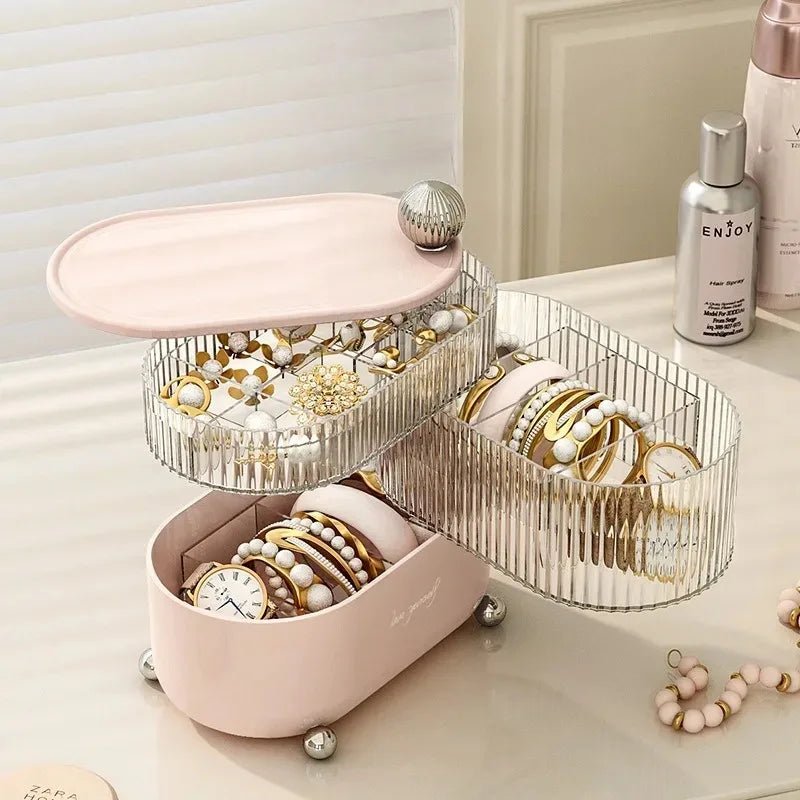 Light Luxury Lipstick Jewelry Dressing Table Storage Rack Jewelry Rotary Table - BeeBeeBuys