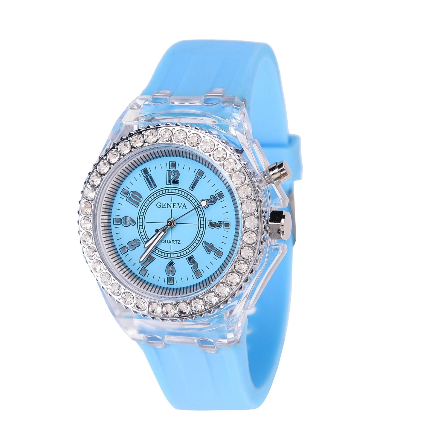 Light Watch Unisex Silicone Wrist Watch Rhinestone - BeeBeeBuys