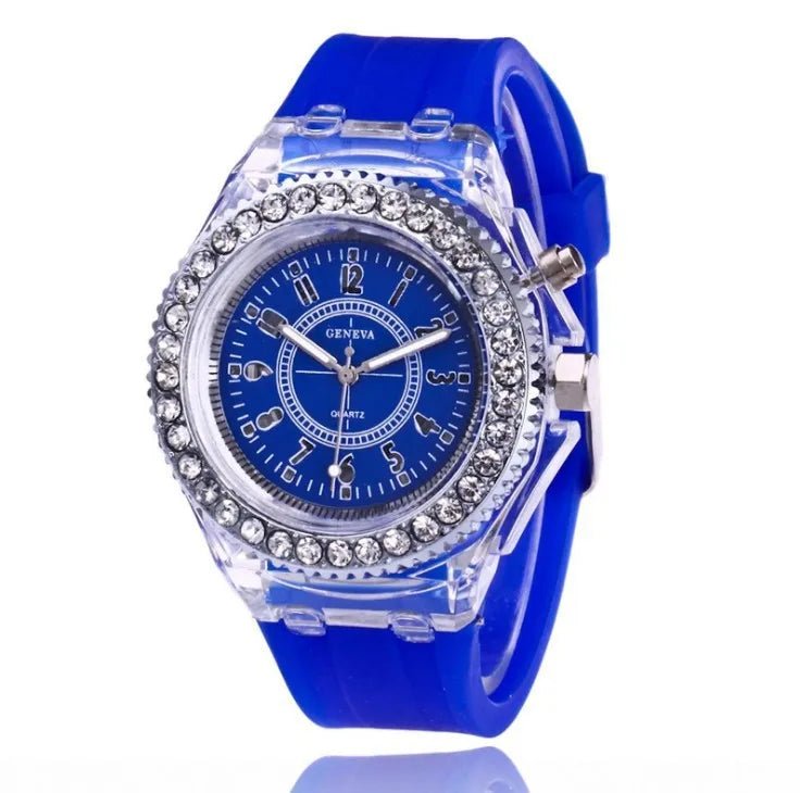 Light Watch Unisex Silicone Wrist Watch Rhinestone - BeeBeeBuys