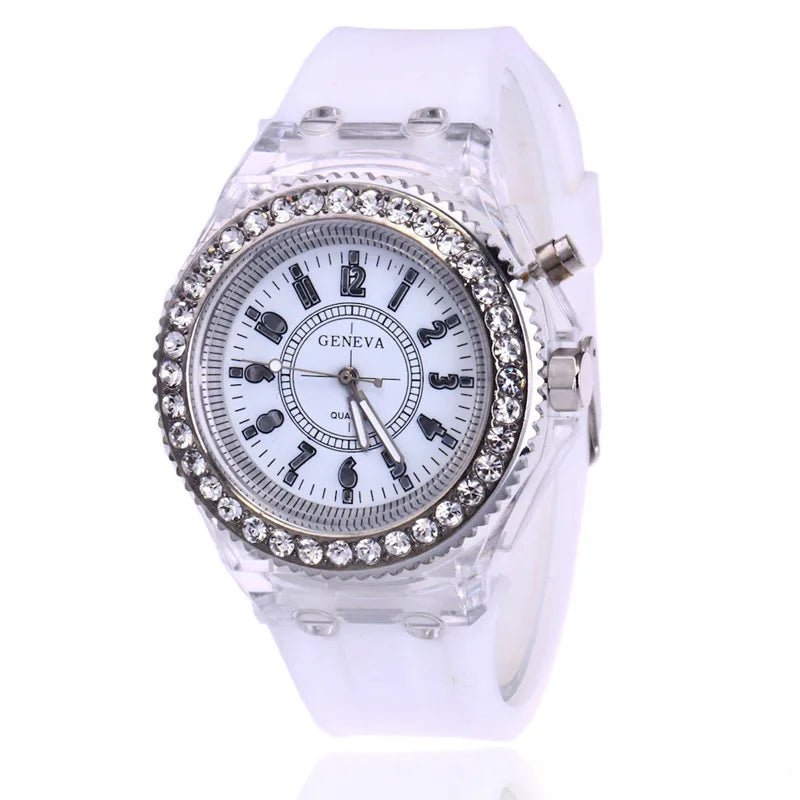 Light Watch Unisex Silicone Wrist Watch Rhinestone - BeeBeeBuys