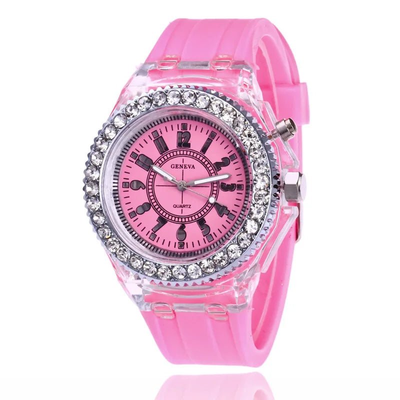 Light Watch Unisex Silicone Wrist Watch Rhinestone - BeeBeeBuys