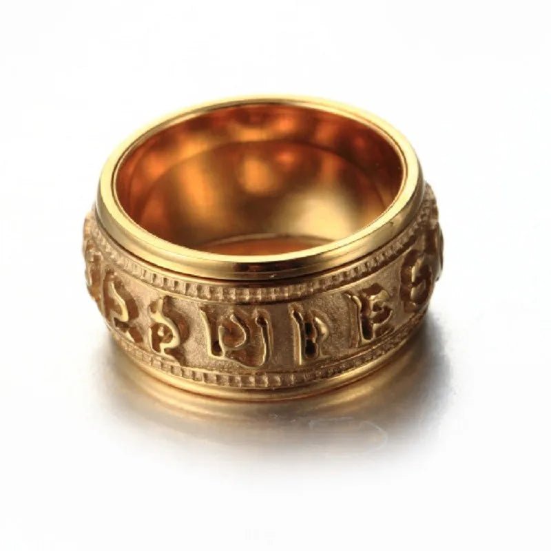 Mantra rotatable ring men titanium steel tide - BeeBeeBuys