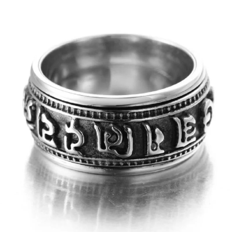 Mantra rotatable ring men titanium steel tide - BeeBeeBuys