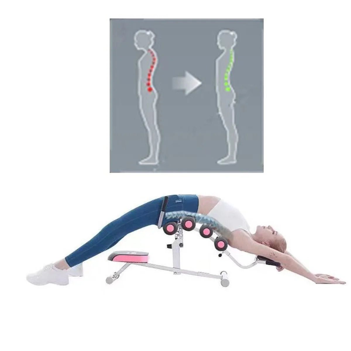 Men and women home office fitness equipment lumbar reliever waist traction shoulder and neck relaxation stretcher yoga back open - BeeBeeBuys