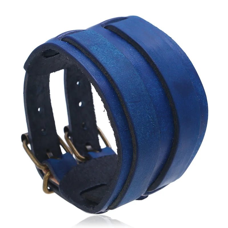 Men And Women Wide Genuine Leather Bracelet Cuff - BeeBeeBuys