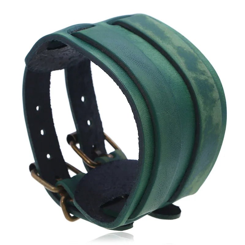 Men And Women Wide Genuine Leather Bracelet Cuff - BeeBeeBuys