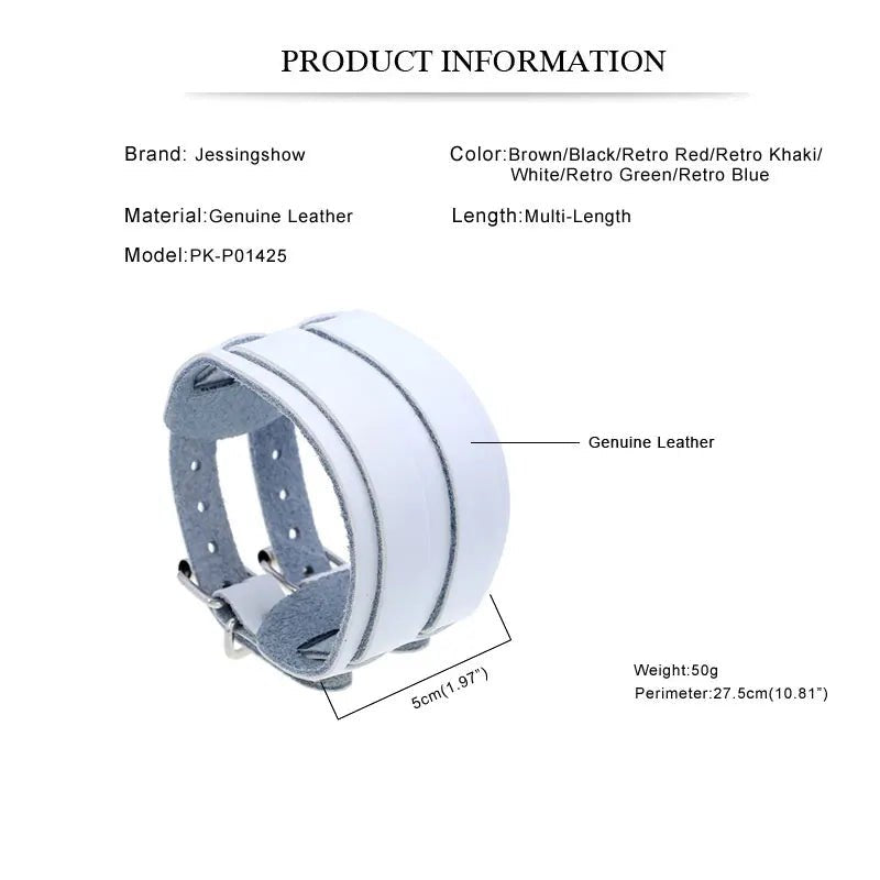 Men And Women Wide Genuine Leather Bracelet Cuff - BeeBeeBuys