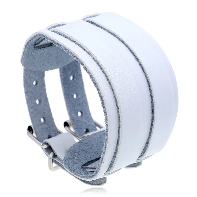 Men And Women Wide Genuine Leather Bracelet Cuff - BeeBeeBuys