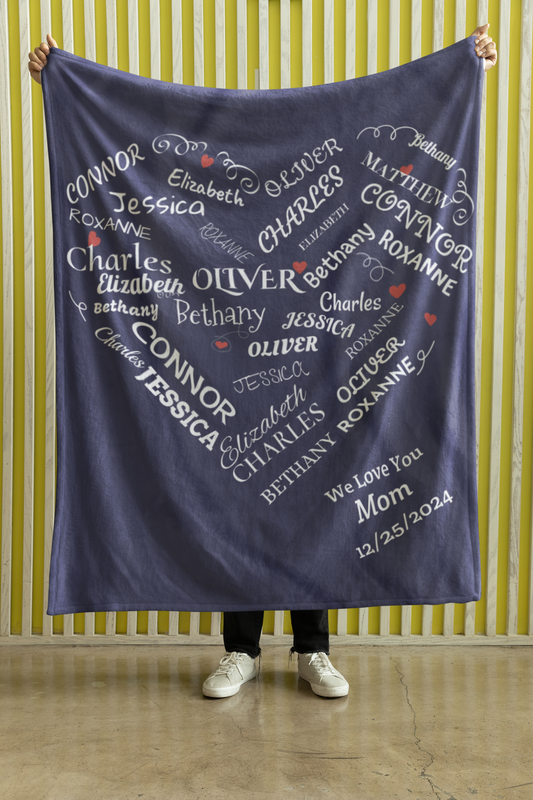 Personalized Family Name Blanket, Plush Soft Fleece Blanket