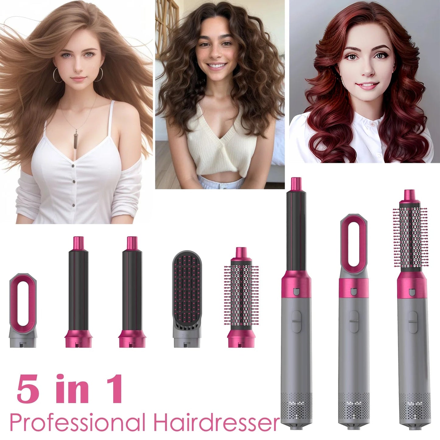 Multi Hair Styler 5 In 1 Curling Iron Hair Straightener With Hair Brush Hairdryer For Hair Dryer Hair Multi Styler - BeeBeeBuys