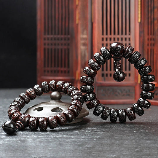 Natural Wood Tibetan Six Characters Mantra Bracelets - BeeBeeBuys