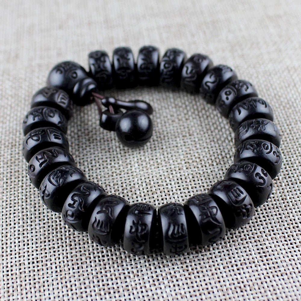 Natural Wood Tibetan Six Characters Mantra Bracelets - BeeBeeBuys