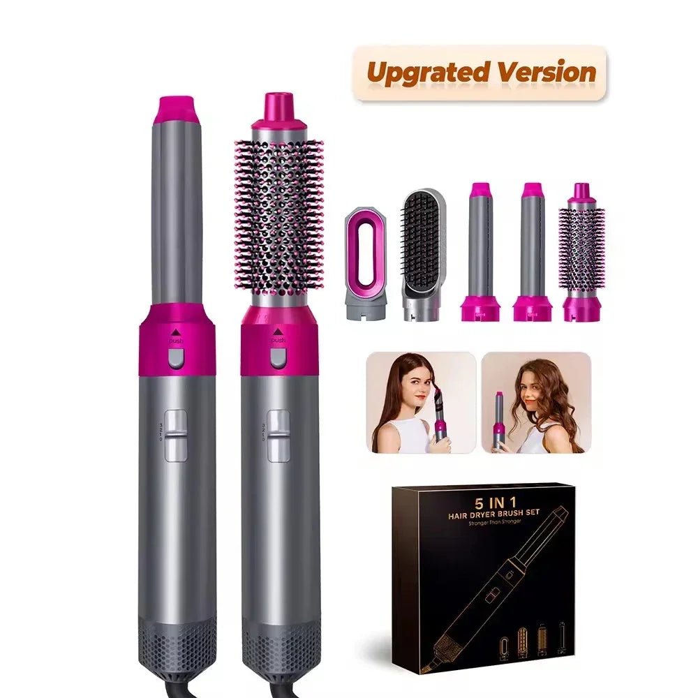 New Hair Dryer Multi Hair Styler 5 in1 Curling Iron Hair Straightener With Hair Brush - BeeBeeBuys