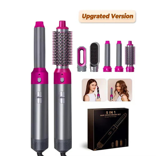 New Hair Dryer Multi Hair Styler 5 in1 Curling Iron Hair Straightener With Hair Brush - BeeBeeBuys