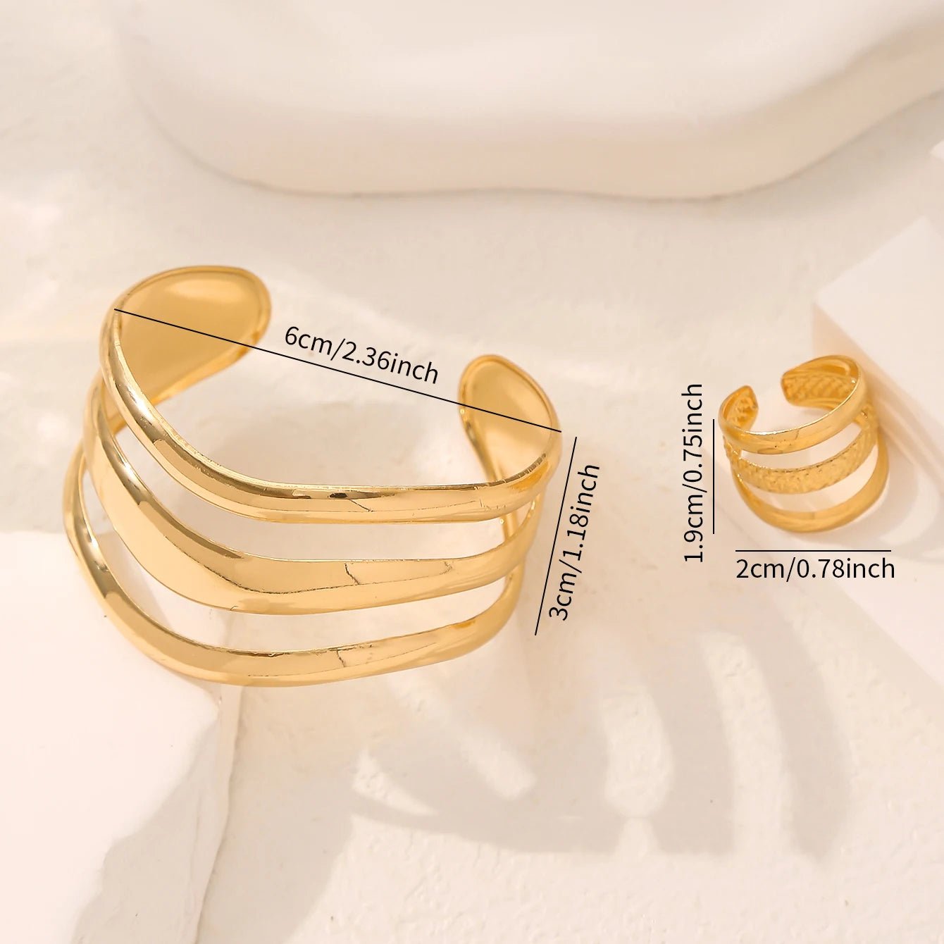 Personalized Exaggerated Geometric Hollow Bracelet and Ring - Buy One Get One Free 🔥 - BeeBeeBuys