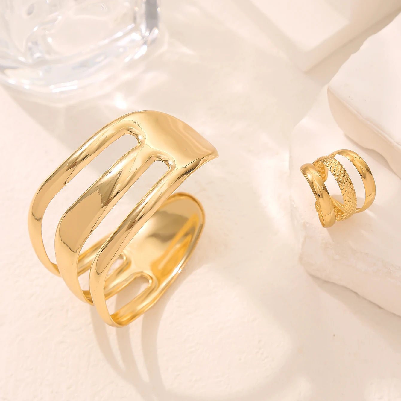 Personalized Exaggerated Geometric Hollow Bracelet and Ring - Buy One Get One Free 🔥 - BeeBeeBuys