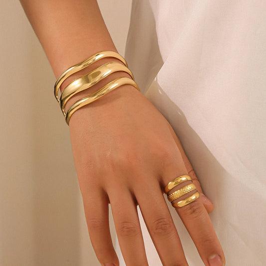 Personalized Exaggerated Geometric Hollow Bracelet and Ring - Buy One Get One Free 🔥 - BeeBeeBuys