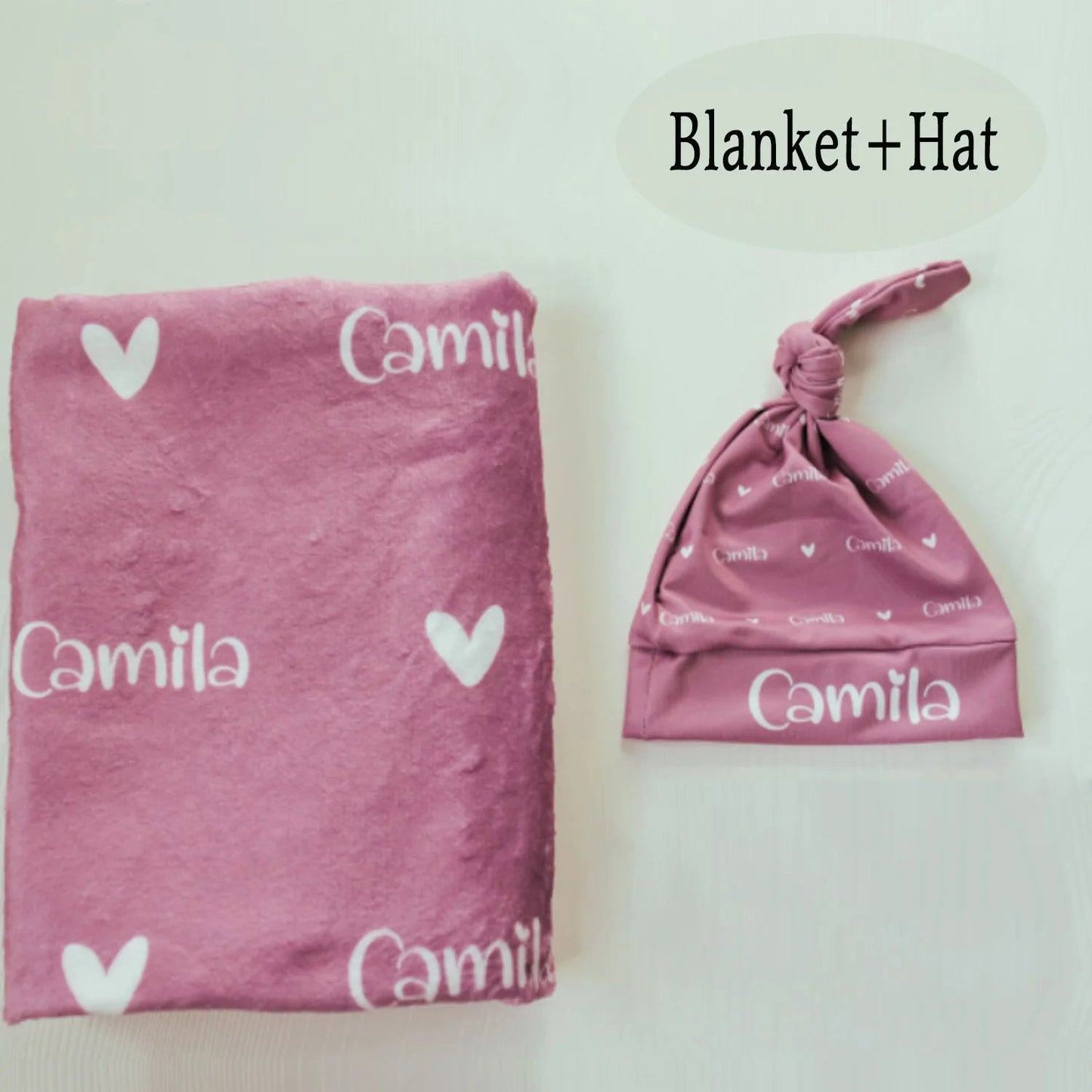 Personalized Jersey Swaddle, Baby Name Hat, bow - BeeBeeBuys