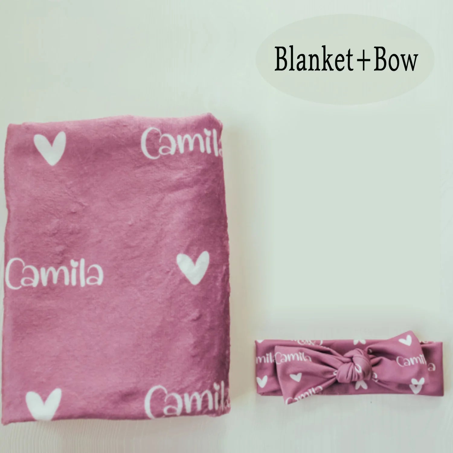 Personalized Jersey Swaddle, Baby Name Hat, bow - BeeBeeBuys