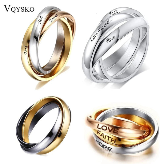Personalized Ring of 3 For Women Stainless Steel - Buy One Get One Free 🔥🔥 - BeeBeeBuys