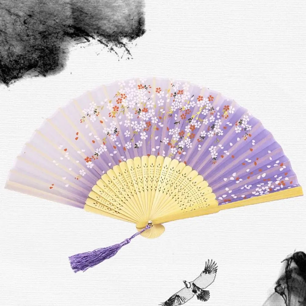 Portable Folding Fan Plain Plastic Cloth Hand Fan - BeeBeeBuys