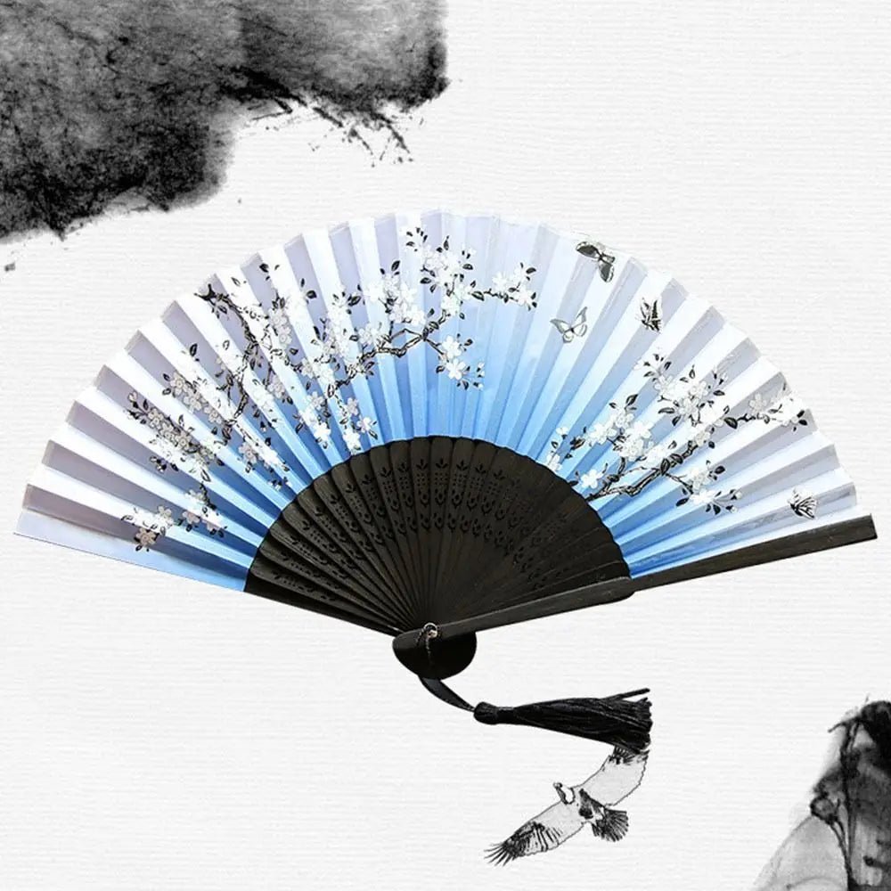 Portable Folding Fan Plain Plastic Cloth Hand Fan - BeeBeeBuys