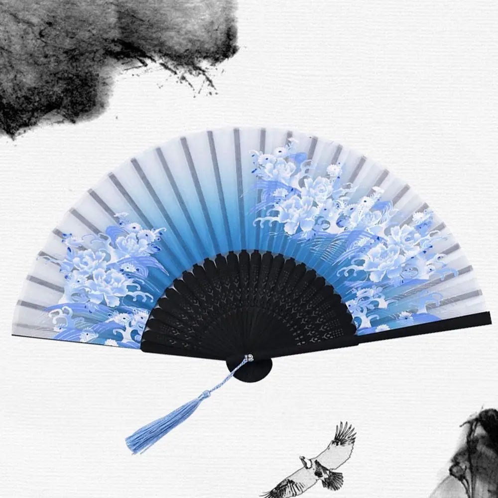 Portable Folding Fan Plain Plastic Cloth Hand Fan - BeeBeeBuys