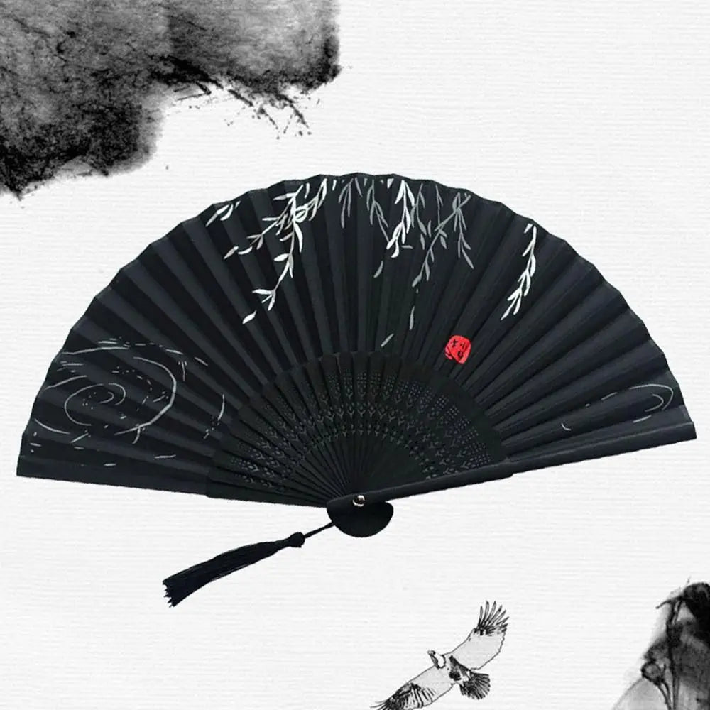 Portable Folding Fan Plain Plastic Cloth Hand Fan - BeeBeeBuys