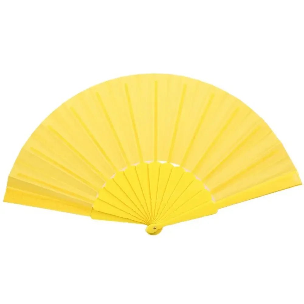 Portable Folding Fan Plain Plastic Cloth Hand Fan - BeeBeeBuys