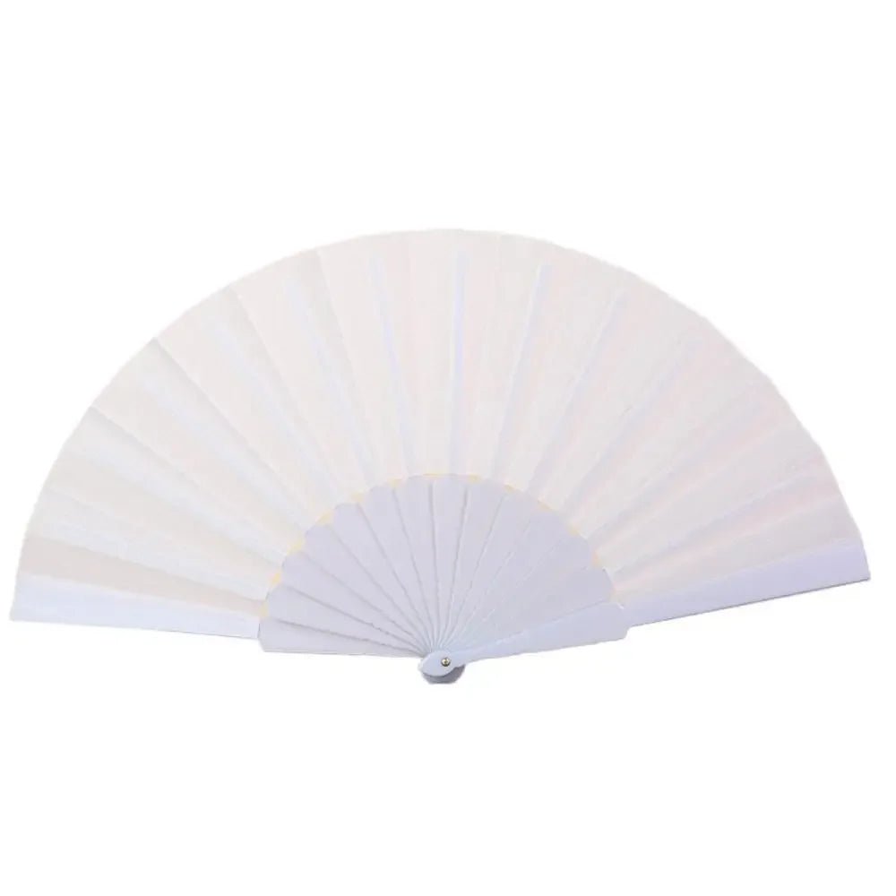 Portable Folding Fan Plain Plastic Cloth Hand Fan - BeeBeeBuys