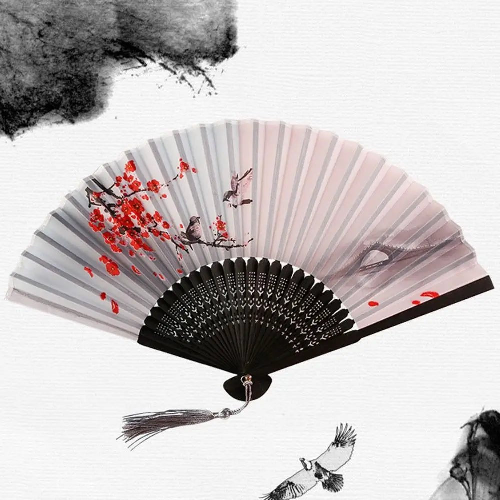 Portable Folding Fan Plain Plastic Cloth Hand Fan - BeeBeeBuys