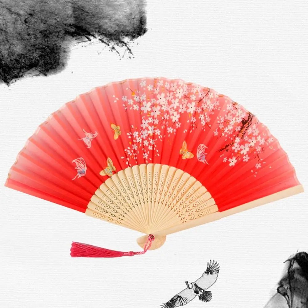 Portable Folding Fan Plain Plastic Cloth Hand Fan - BeeBeeBuys