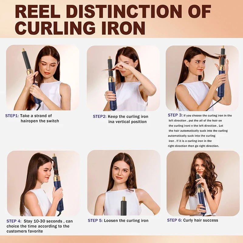 Professional Air Hair Styler 5 In 1 Low Noise Hair Curling Straightening Hair Drying 1000W Hot Air Brushes - BeeBeeBuys