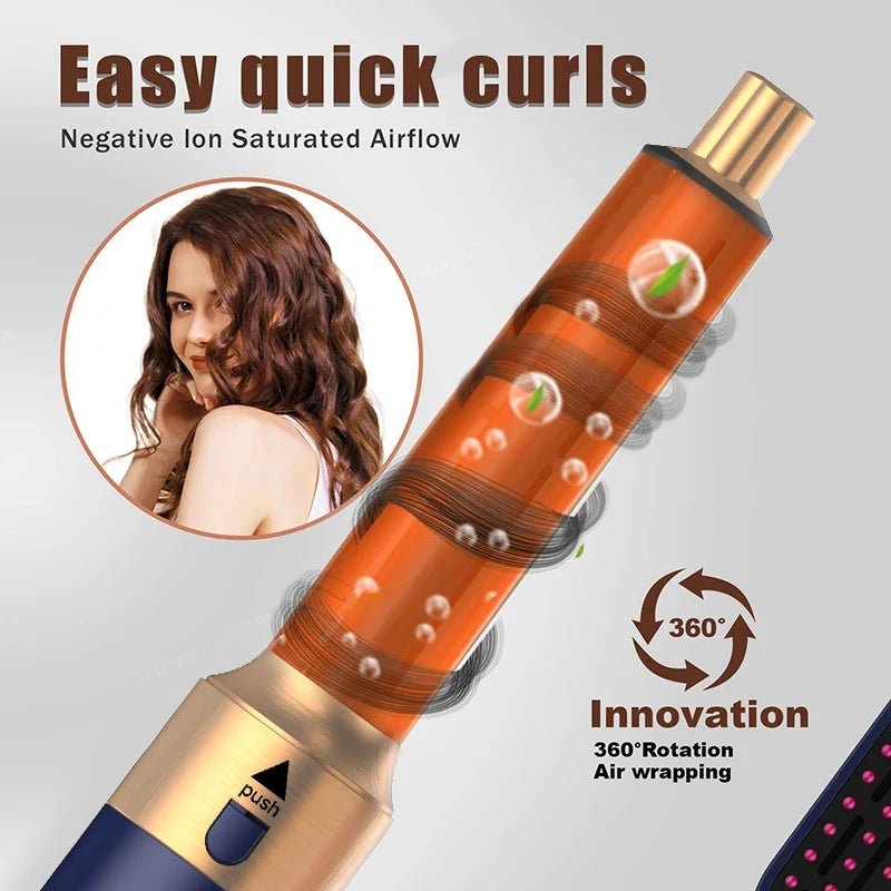 Professional Air Hair Styler 5 In 1 Low Noise Hair Curling Straightening Hair Drying 1000W Hot Air Brushes - BeeBeeBuys