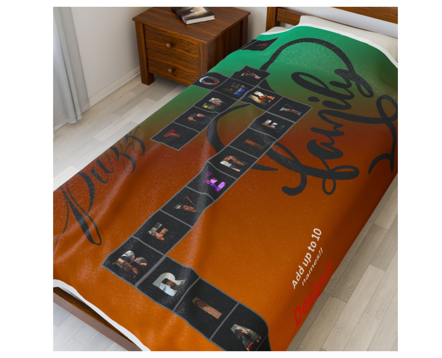 Personalized Family Puzzle Velveteen Plush Blanket — Custom Photo Letter Keepsake